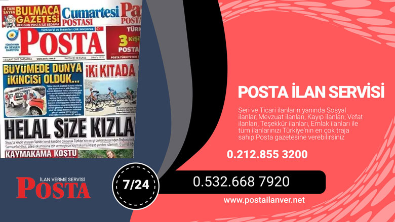 Posta Gazetesi İlan Verme  Servisi